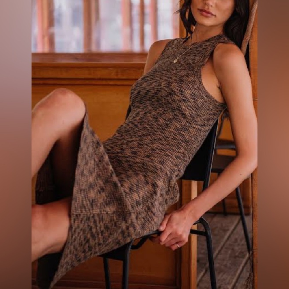 Volcom Brown and Black Spacedye Midi Dress
